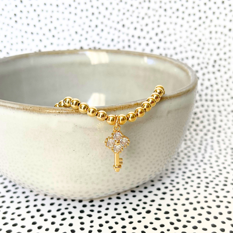 Key charm gold-filled bracelet