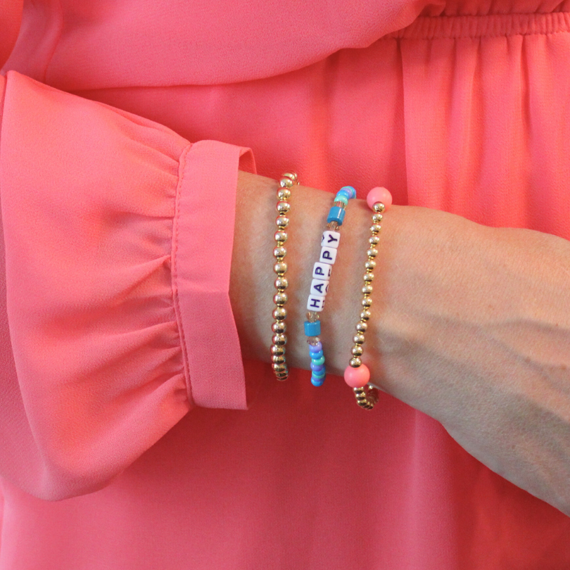 Dainty 3-piece gold word bracelet