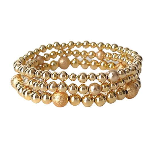 Gold filled beaded stretch bracelet set