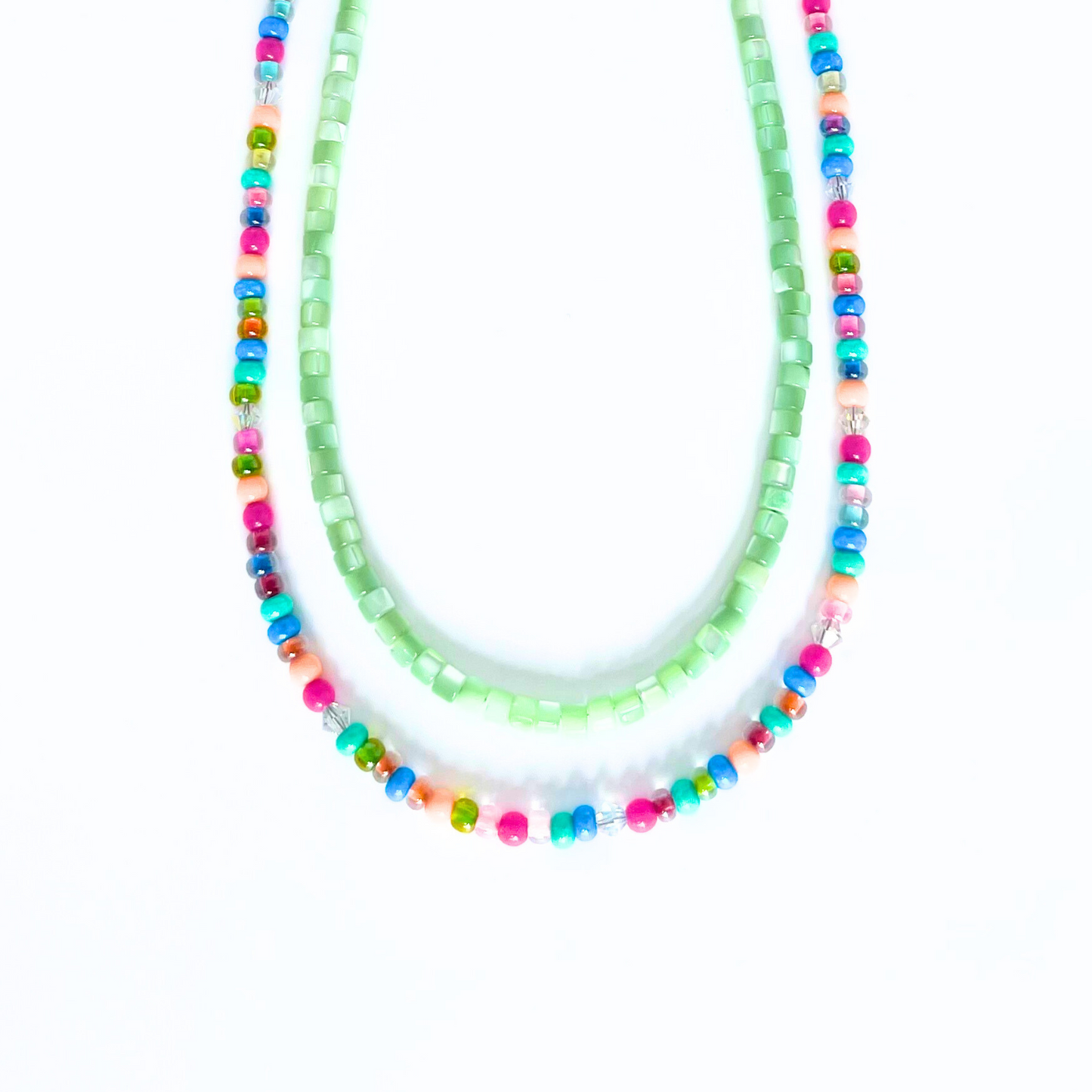 Sea Green Opal Heishi Beaded 4mmNecklace