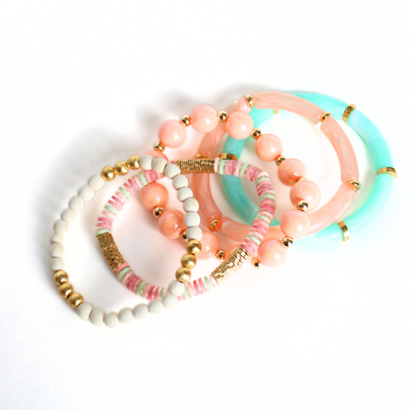 White Wooden Beaded Bracelet