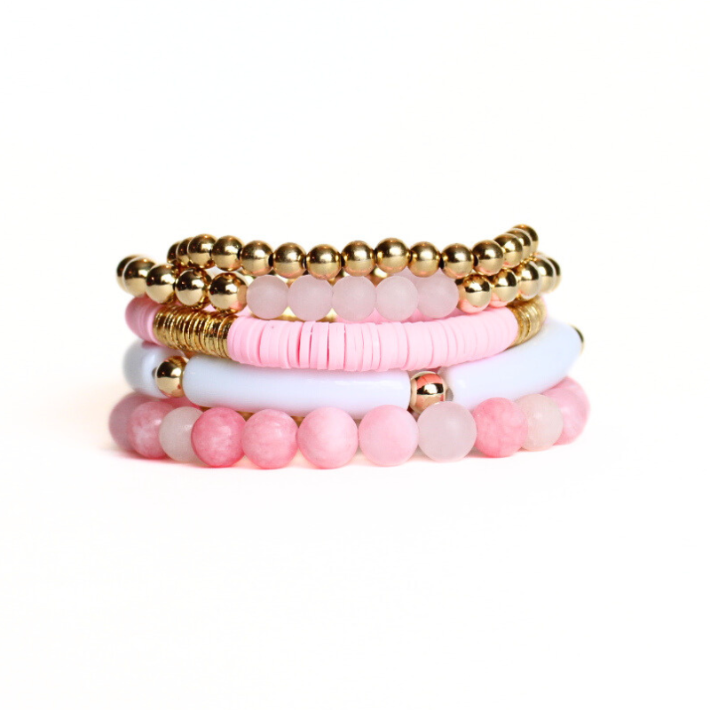Pink Gemstone Beaded Bracelet