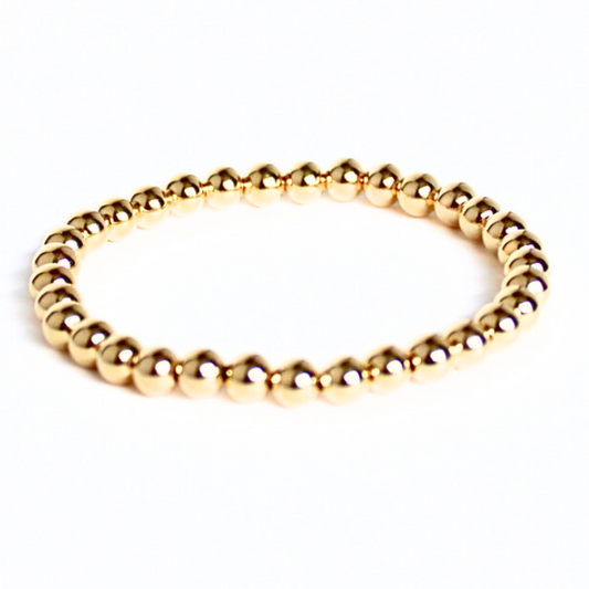 6mm 18k gold-filled beaded stretch bracelet.