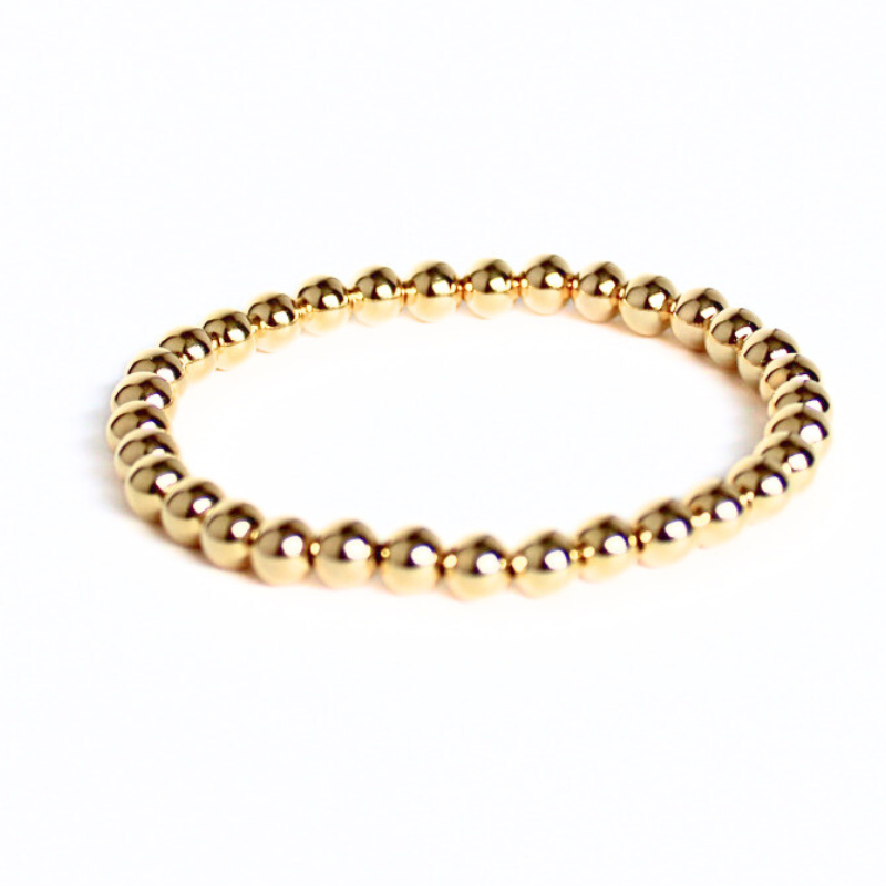 18k gold-filled round beaded bracelet.