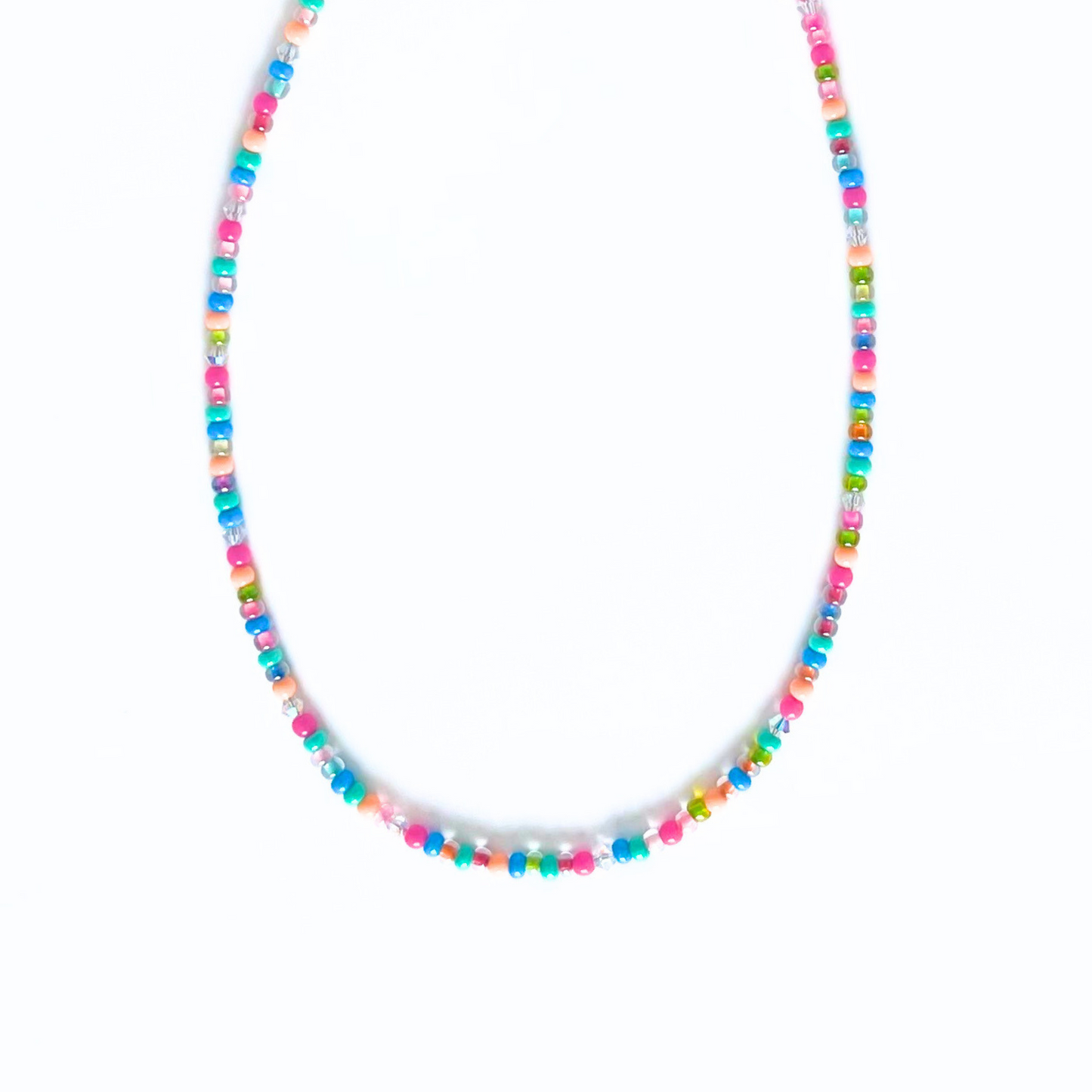 Rainbow Seed Beaded 4mm Necklace