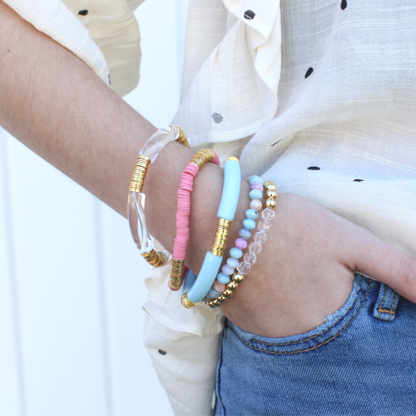 Light Blue Acrylic Tube with Gold Flats