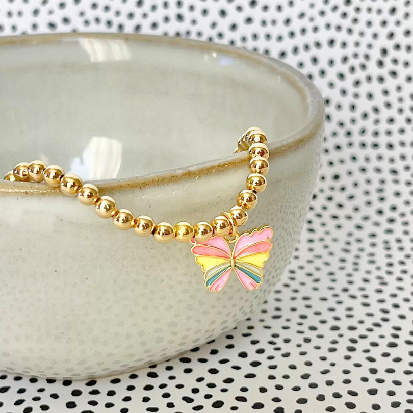 Gold Butterfly Charm Bracelet