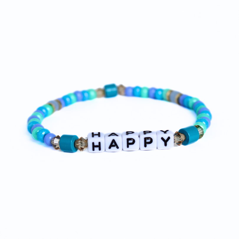 Handmade blue stretch bracelet for women.
