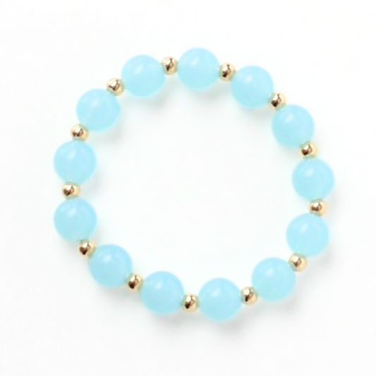 Chunky 12mm light blue acrylic beaded bangle bracelet