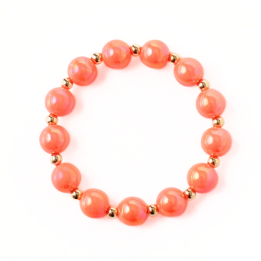 Chunky 12mm orange round acrylic beaded bracelet