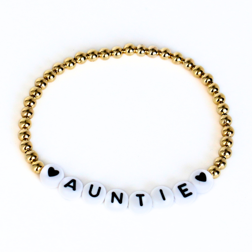 Personalized gold beaded bracelet