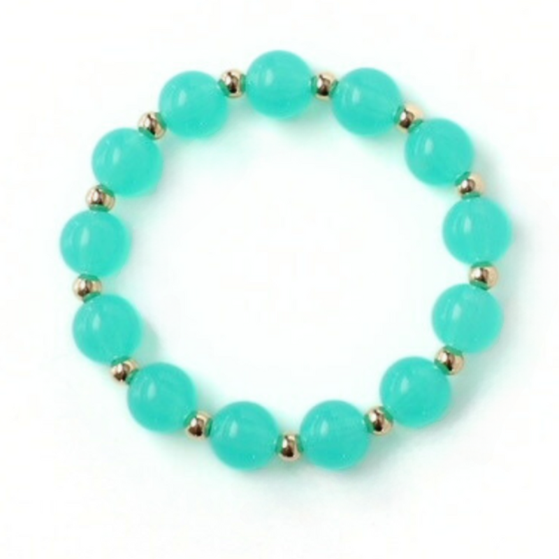 Chunky green acrylic and gold filled beaded bangle