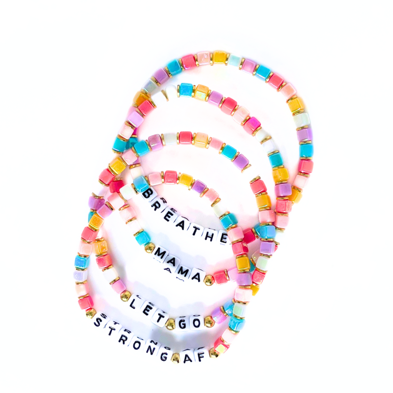 4mm iridescent cubed rainbow beaded letter bead bracelet, cubed letter bead bracelet that can be customized