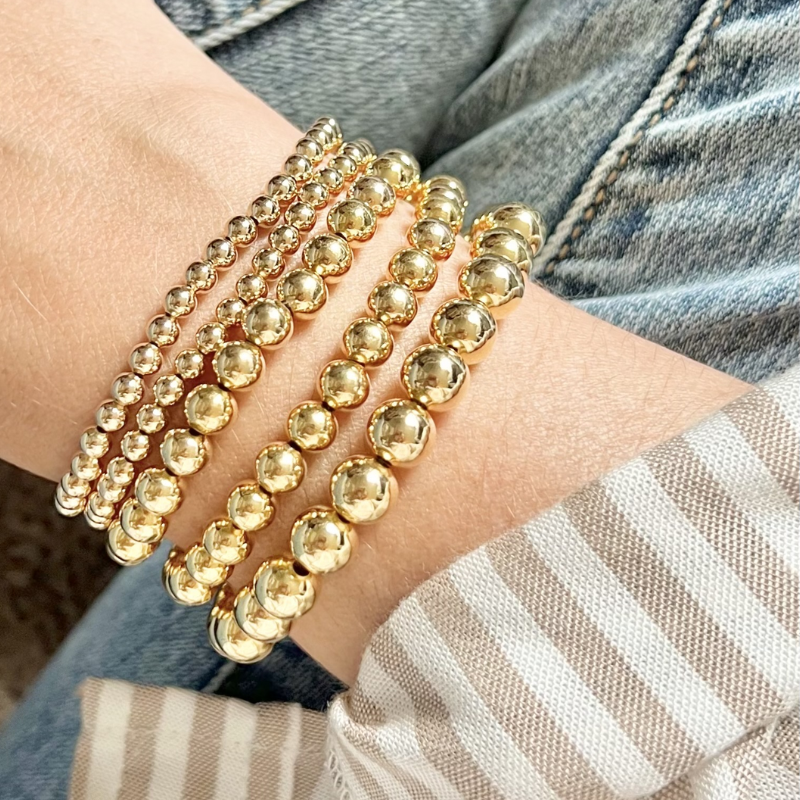 6mm 18k Gold-Filled Beaded Bracelet
