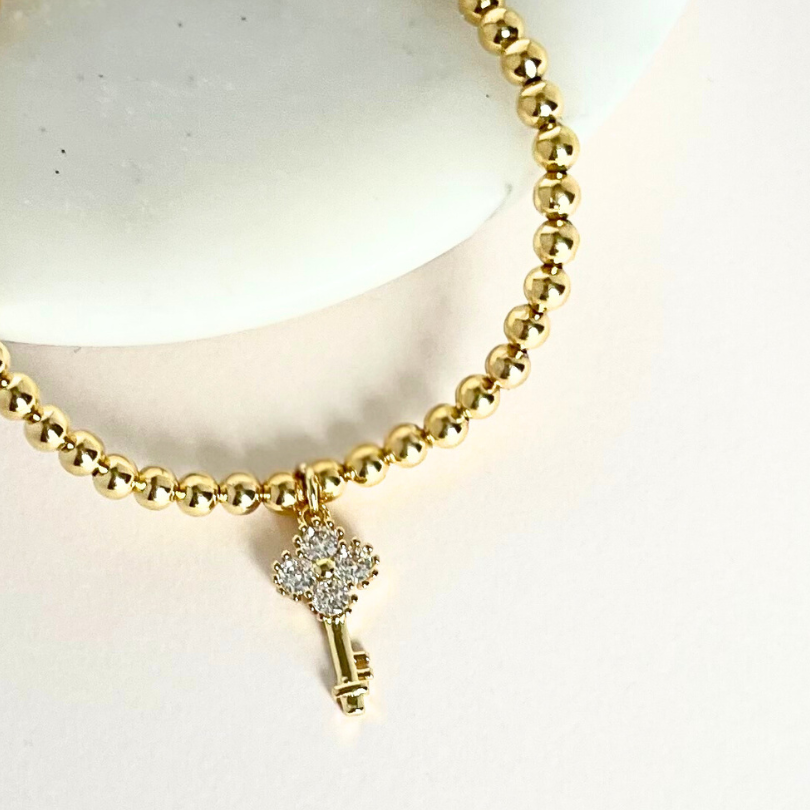 Gold Key Charm Bracelet