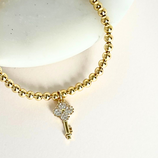 Gold Key Charm Bracelet