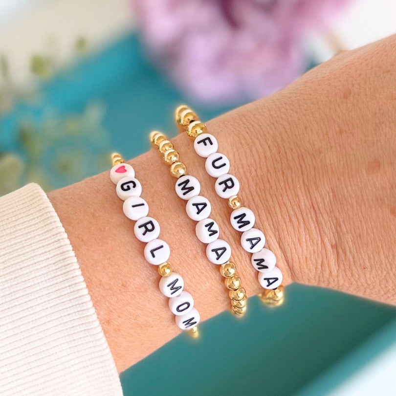 Auntie Gold Beaded Word Bracelet