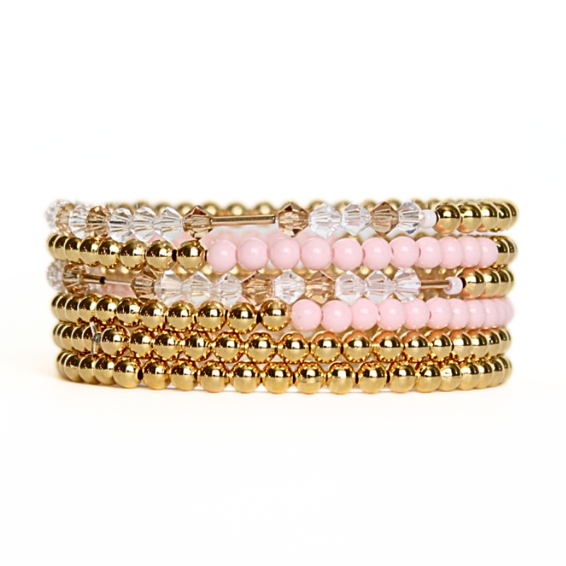 Gold and pink matching best friend bracelets for women