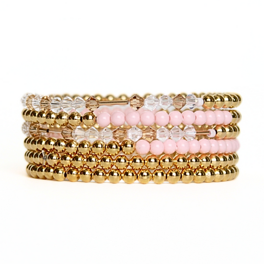 Gold and pink matching best friend bracelets for women