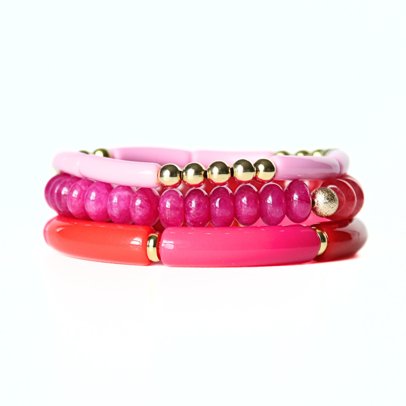 Pink and Red Duo Gemstone Bracelet