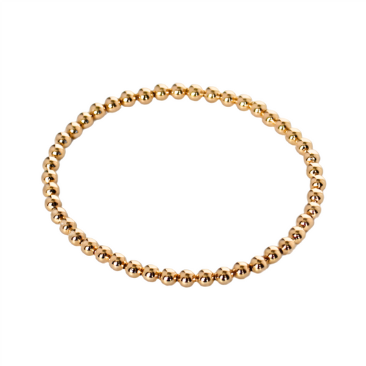 4mm 18k gold-filled beaded bracelet. This bracelet is waterproof and tarnish resistant