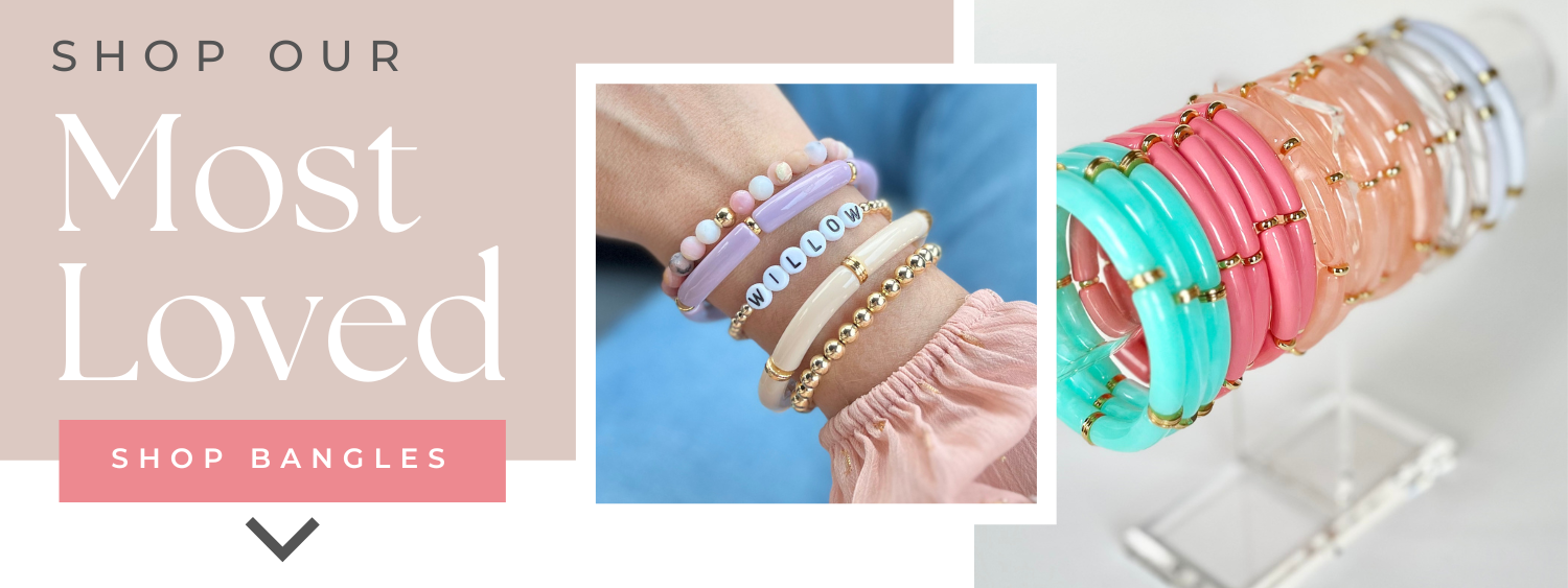 Build up your Elliot Lane bracelet stack with the acrylic bangle. They come in several fun colors and styles add great texture and style to your look.