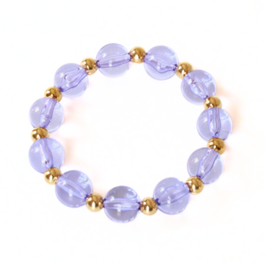 Chunky 12mm clear purple acryic round beaded bracelet