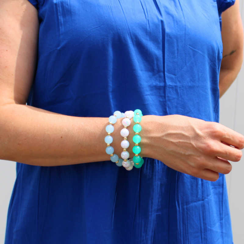 3-piece chunky blue and green 12mm acrylic bracelet bangle