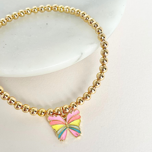 Gold butterfly bracelet charm