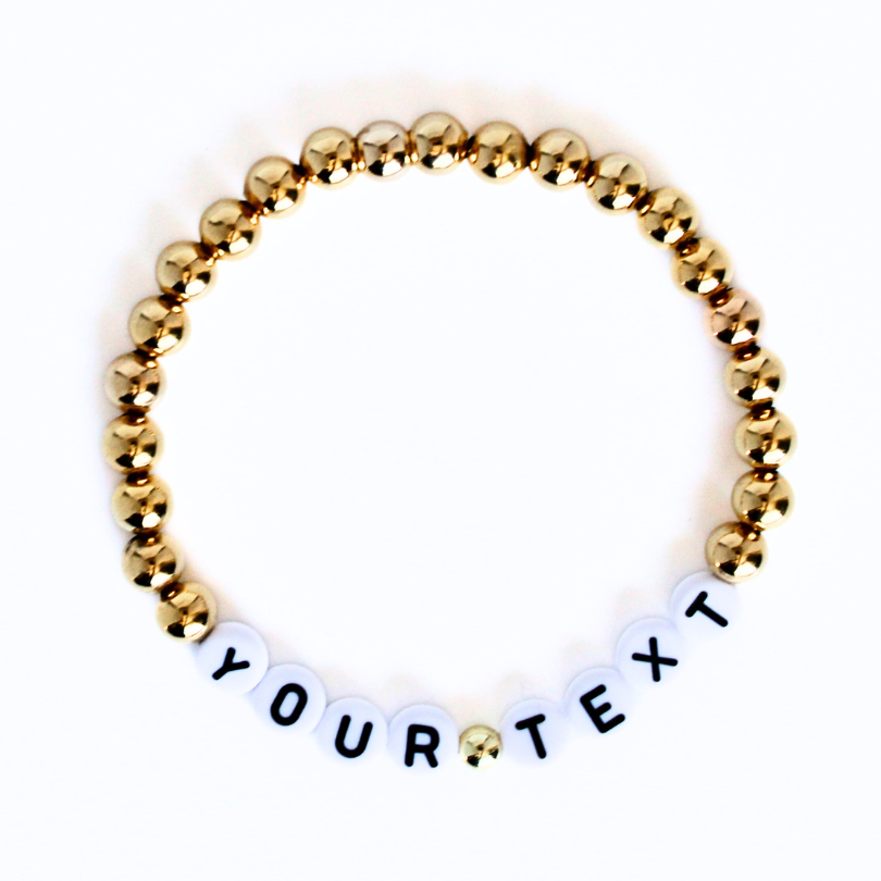 Custom Gold beaded word bracelet