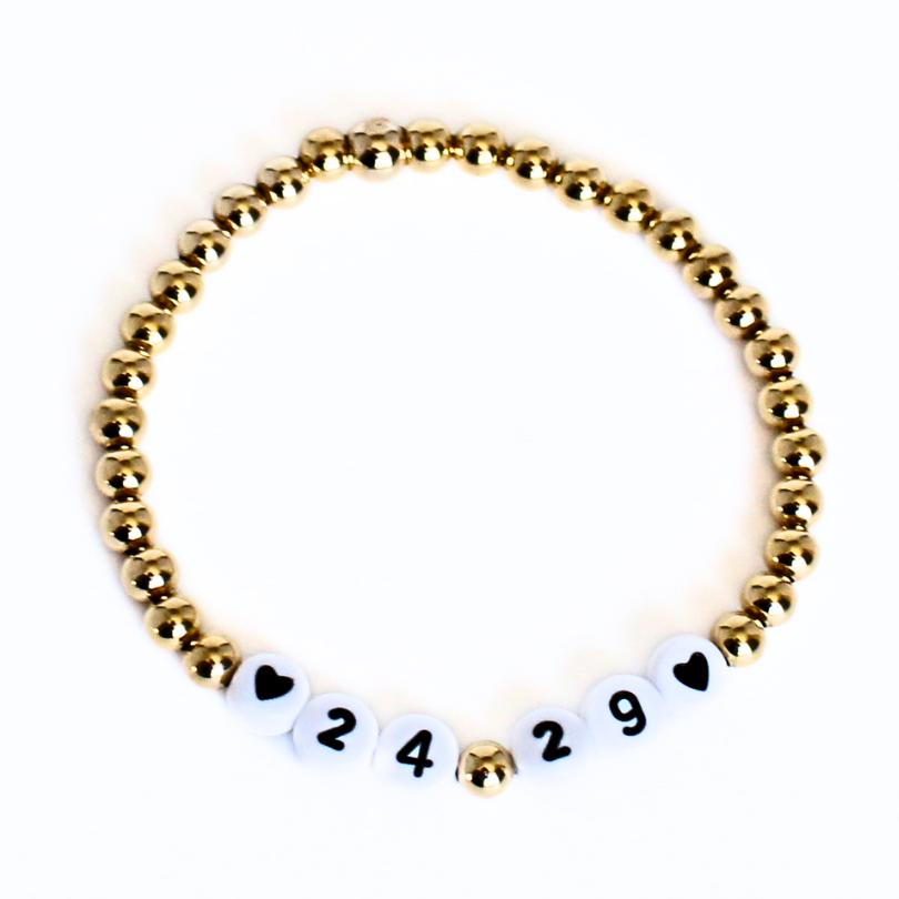 18k Gold-filled beaded number bracelet