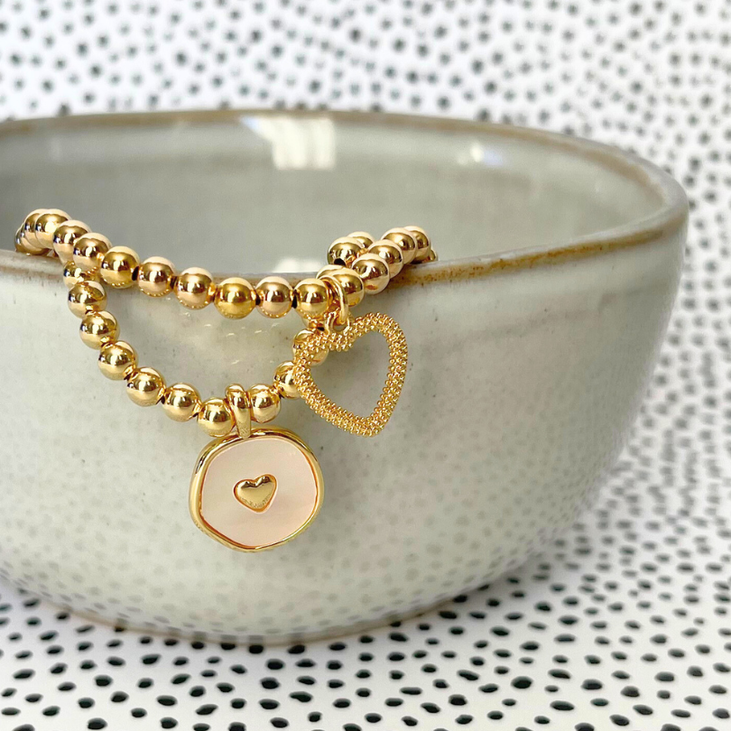 Gold Heart Charm Bracelet