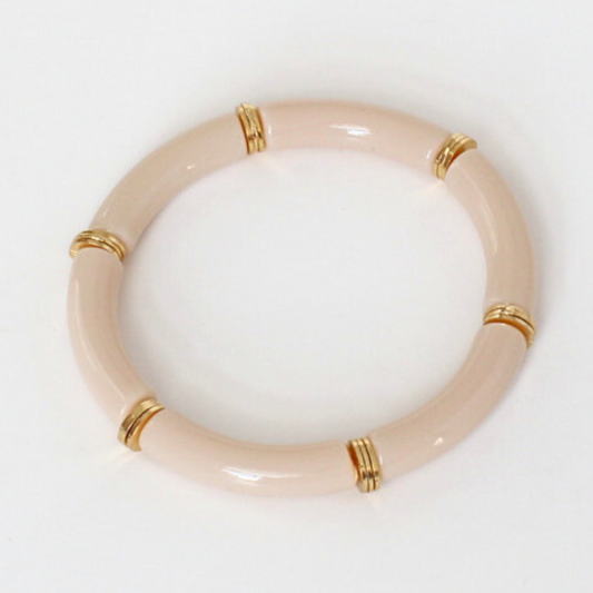 Neutral cream acrylic chunky bangle bracelet.