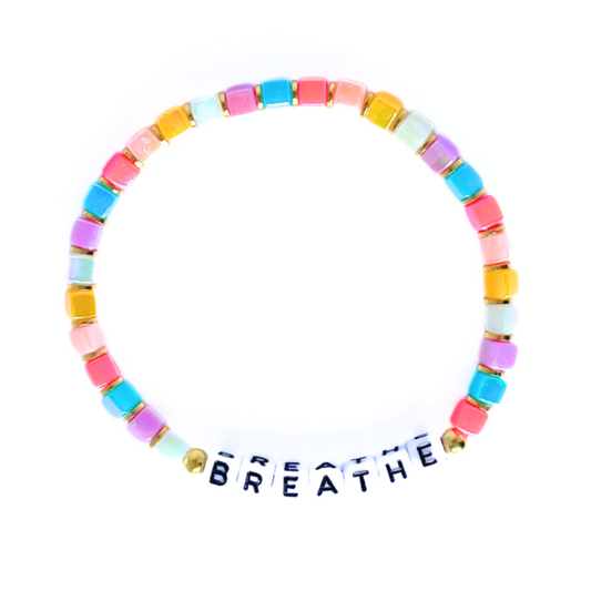 4mm iridescent cubed rainbow beaded letter bead bracelet, cubed letter bead bracelet that can be customized